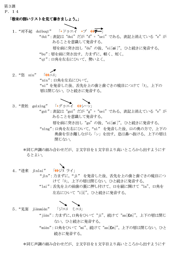 発音編指導例 第3課